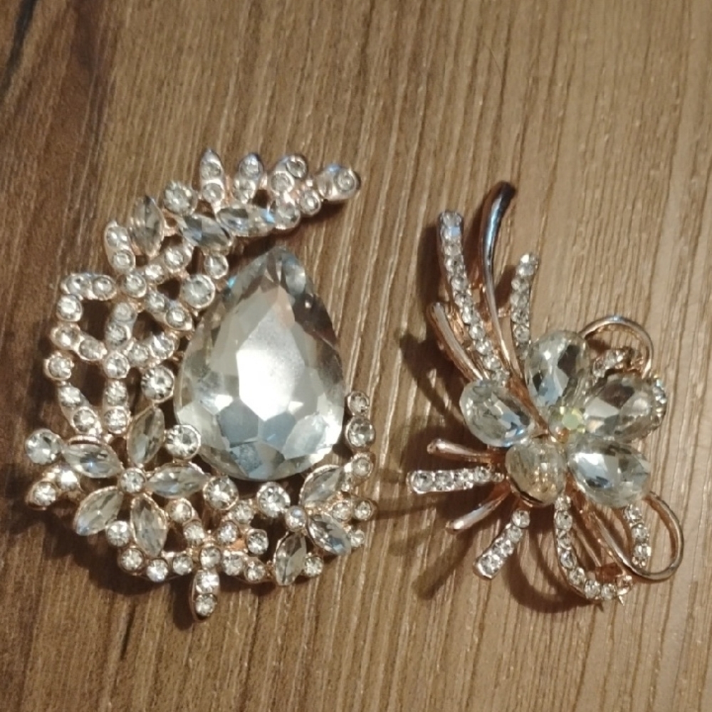 Elegant Crystal Brooch Set